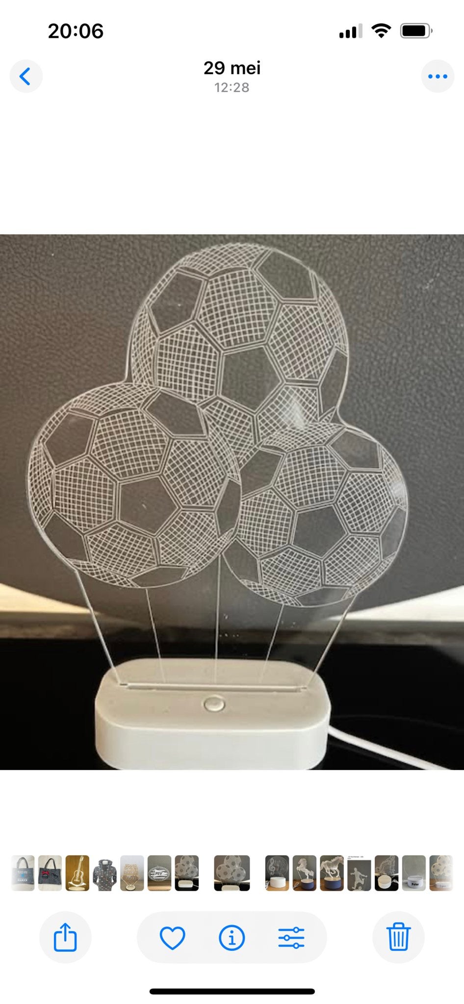 3D Voetbal Lamp - LED Nachtlampje, Met schakelaar, Wit, Overige merken, Kunststof