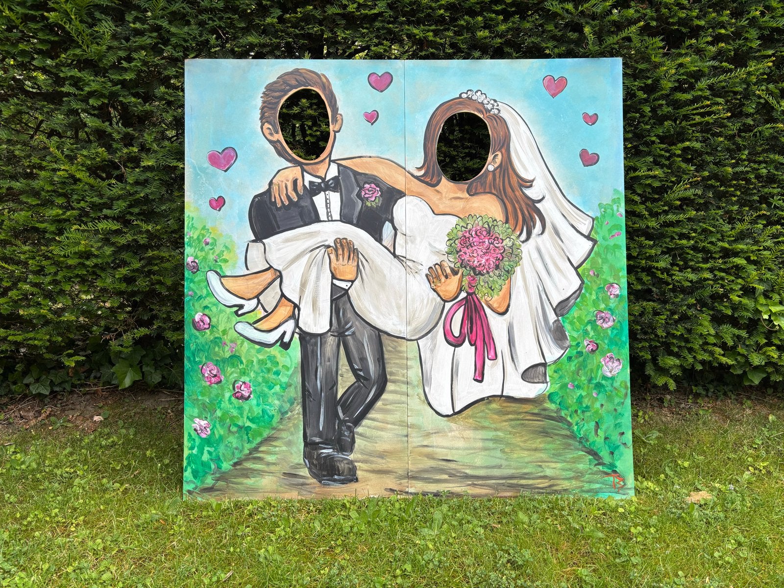 Trouwfoto Bord - Bruidspaar Fotobooth, Ophalen, Zo goed als nieuw, Feestartikel, Geboorte of Huwelijk
