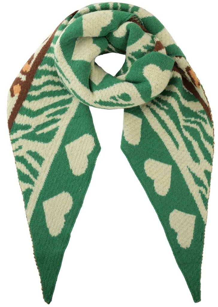 Winter sjaal triangle panterprint groen 180x75cm, Ophalen of Verzenden, Nieuw, Maat 46/48 (XL) of groter, Sjaal