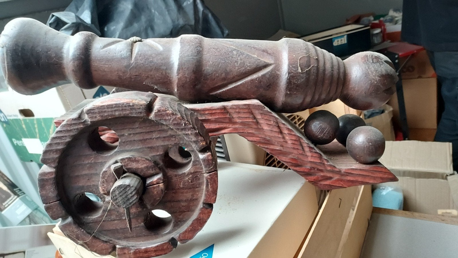 Decoratieve houten kanon met kogels, Ophalen of Verzenden