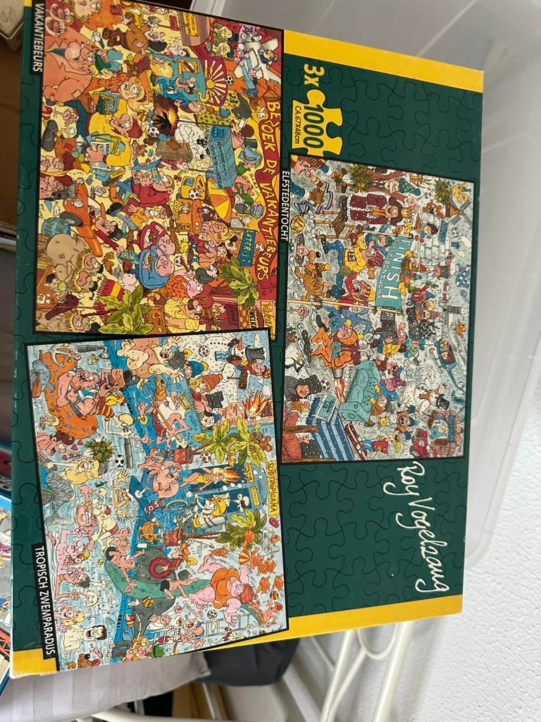 Puzzel  3stuks in een doos Roy Vogelzang, Ophalen, 500 t/m 1500 stukjes, Gebruikt, Legpuzzel