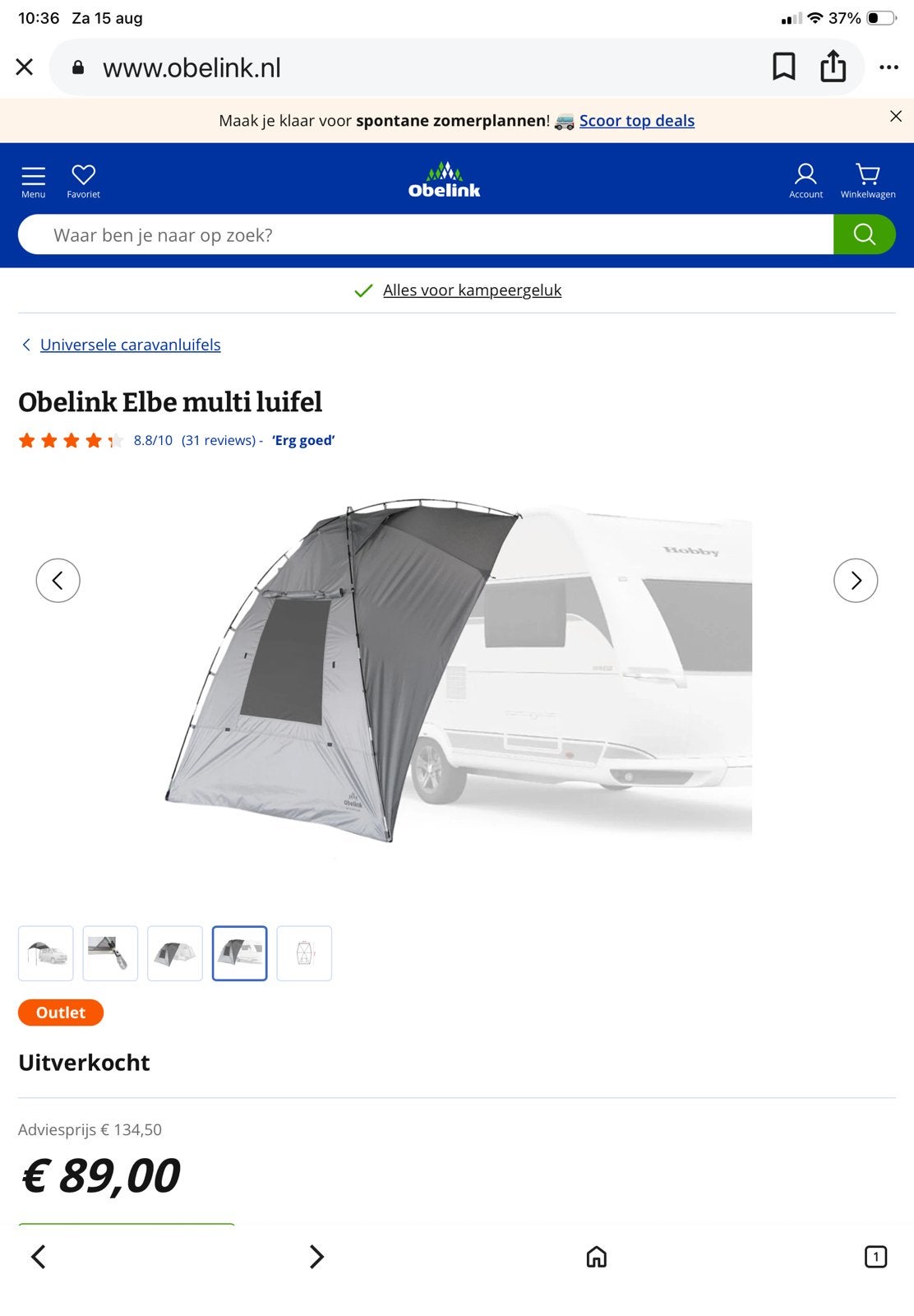 Obelink Multiluifel Elbe, Caravans en Kamperen, Ophalen of Verzenden, Nieuw