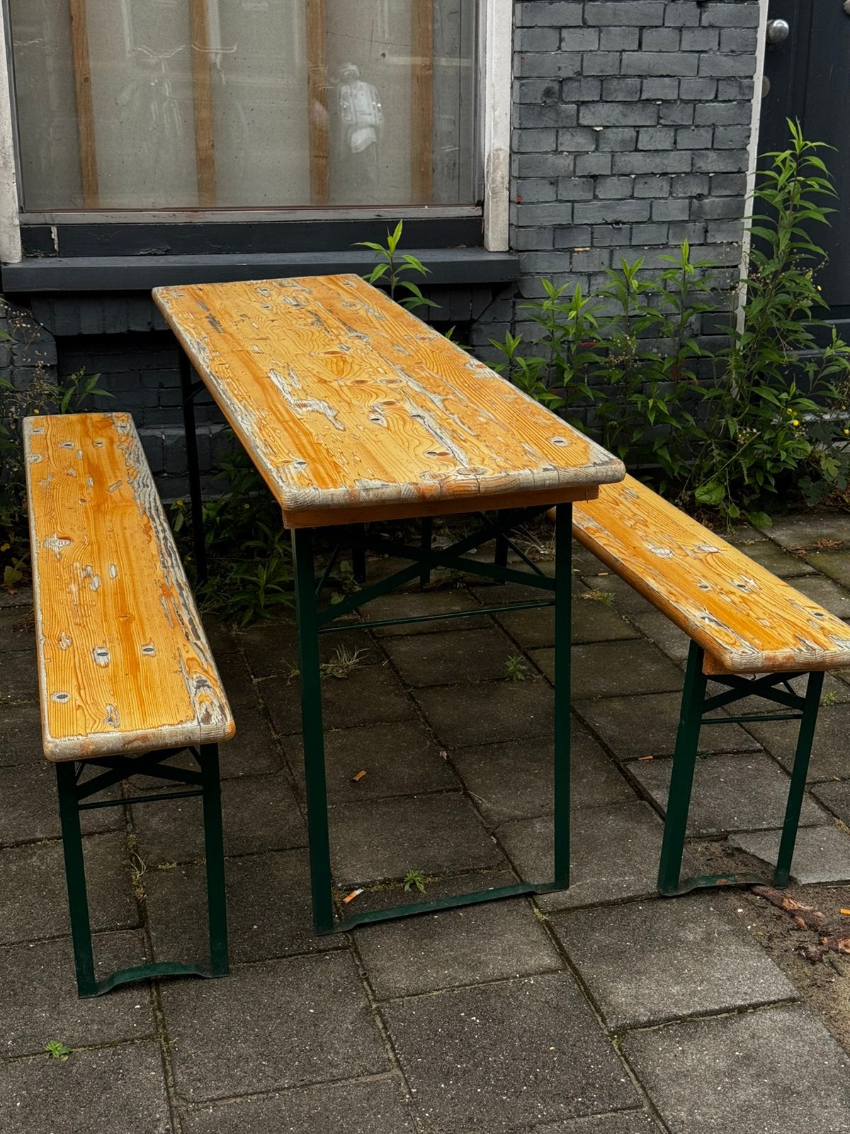 Biertafel te koop, Ophalen, Zo goed als nieuw, Rechthoekig, Hout