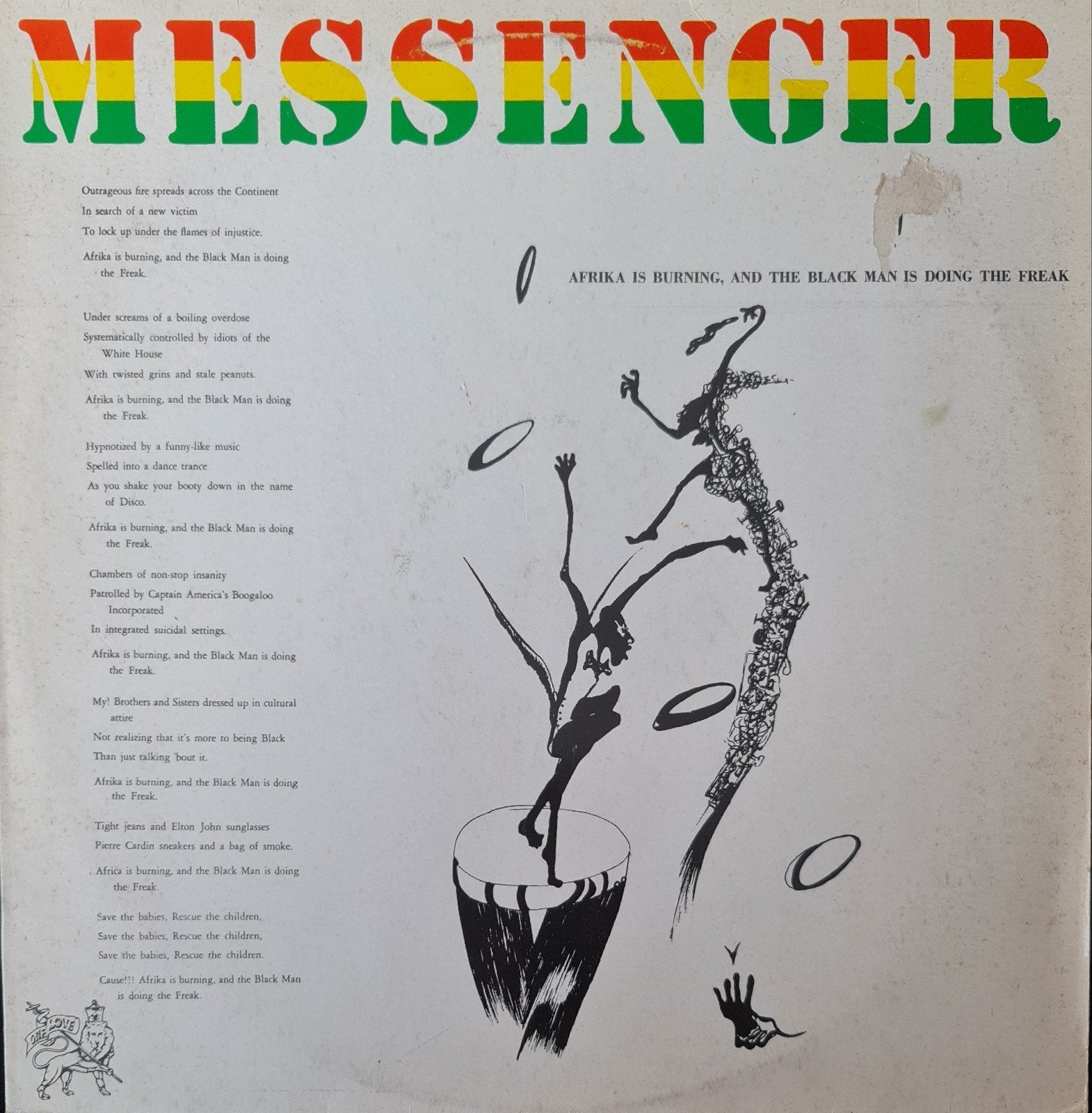 Messenger – Afrika Is Burning, And The Black Man Is Doing, Ophalen of Verzenden, Gebruikt, 12 inch