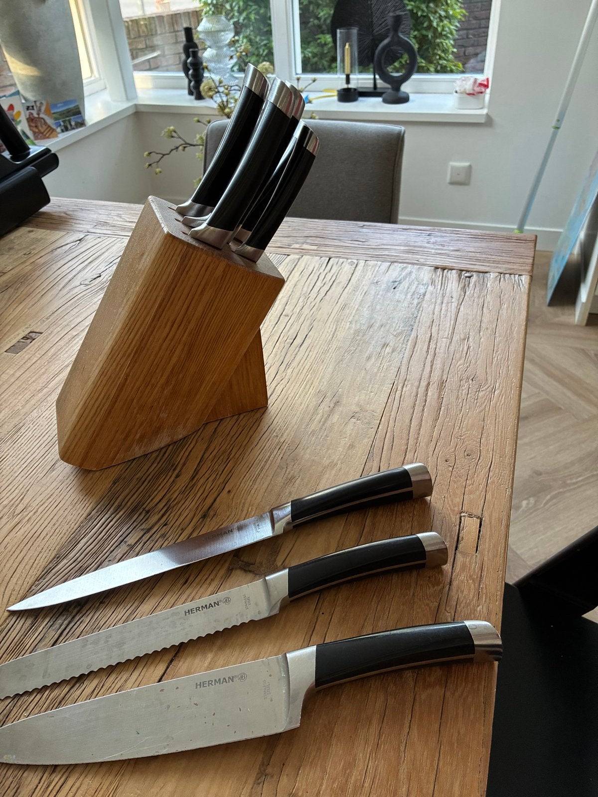 Messenset Herman den Blijker met messenblok (8 messen), Ophalen, Zwart, Metaal, Overige merken