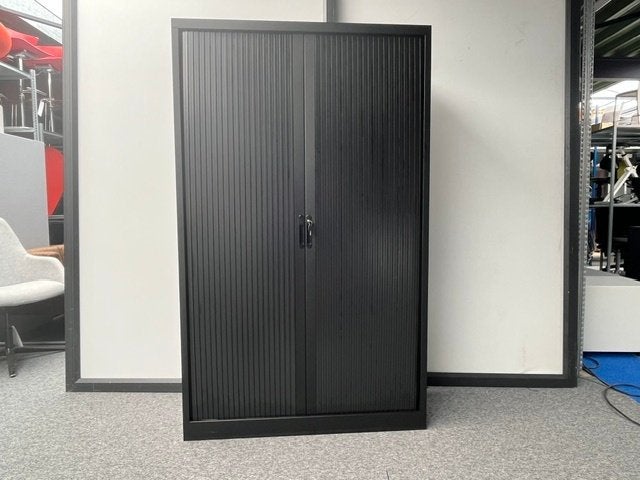 Zwarte roldeurkast 197x120, Ophalen, 100 tot 150 cm, Zo goed als nieuw, 150 tot 200 cm