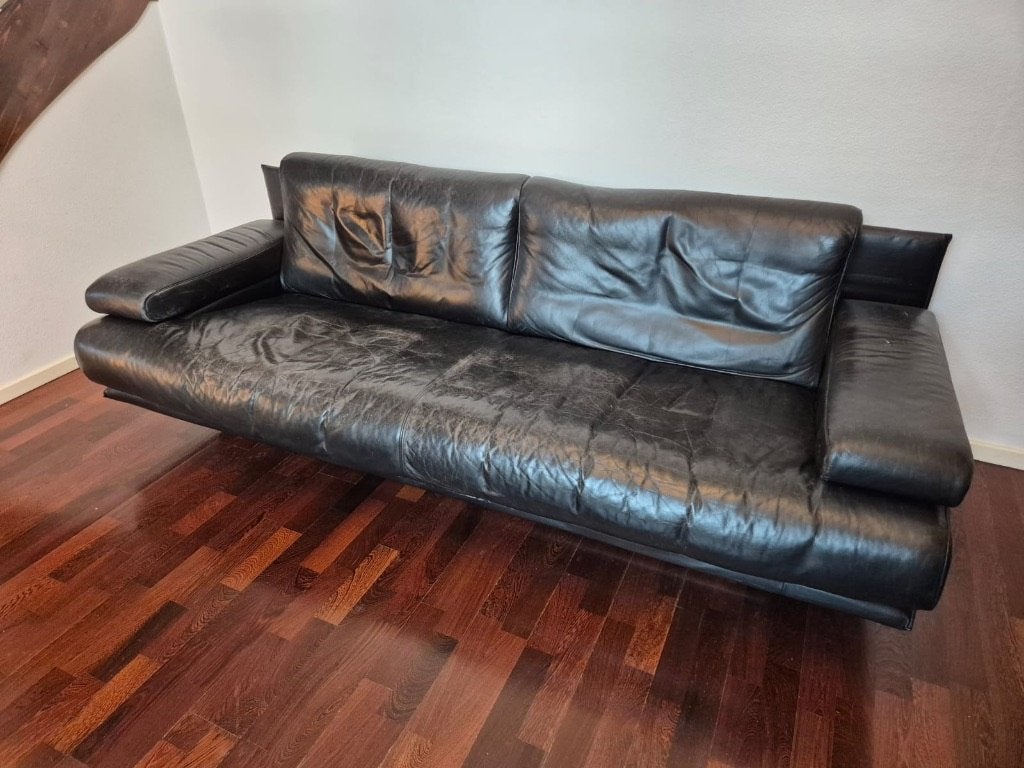 Originele leren Rolf Benz 3-zits designbank – merklabel, Ophalen, Driepersoons, Rechte bank, 200 tot 250 cm