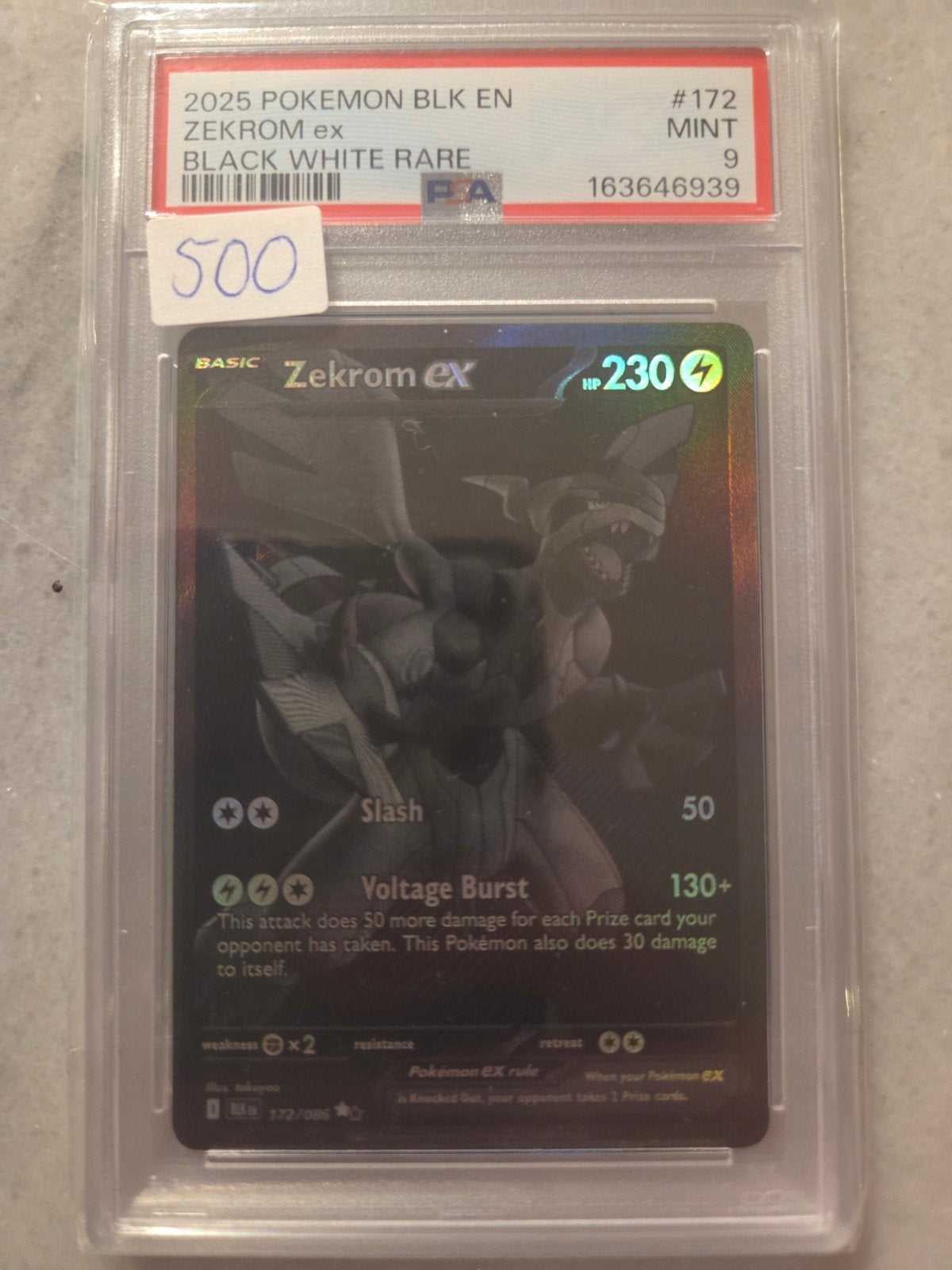 zekrom ex #172 psa 9, Ophalen of Verzenden, Zo goed als nieuw
