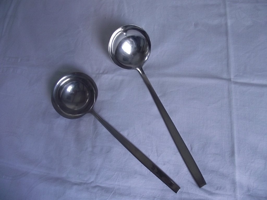 2 RVS soep opscheplepel 30 cm Sola Elite / Sola GZ 1970 p st, Antiek en Kunst, Ophalen of Verzenden