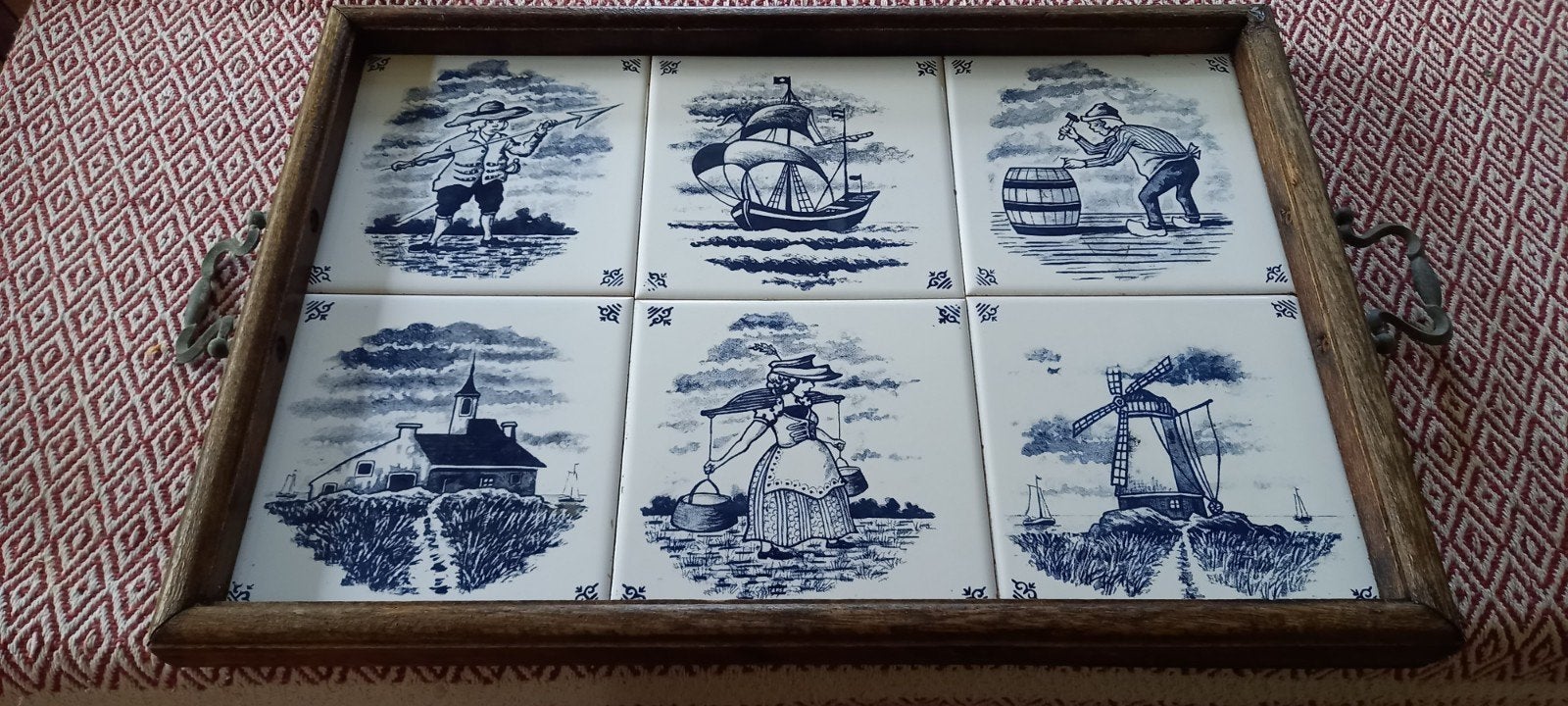 Dienblad Delfs Blauw authentieke tegels., Antiek en Kunst, Ophalen