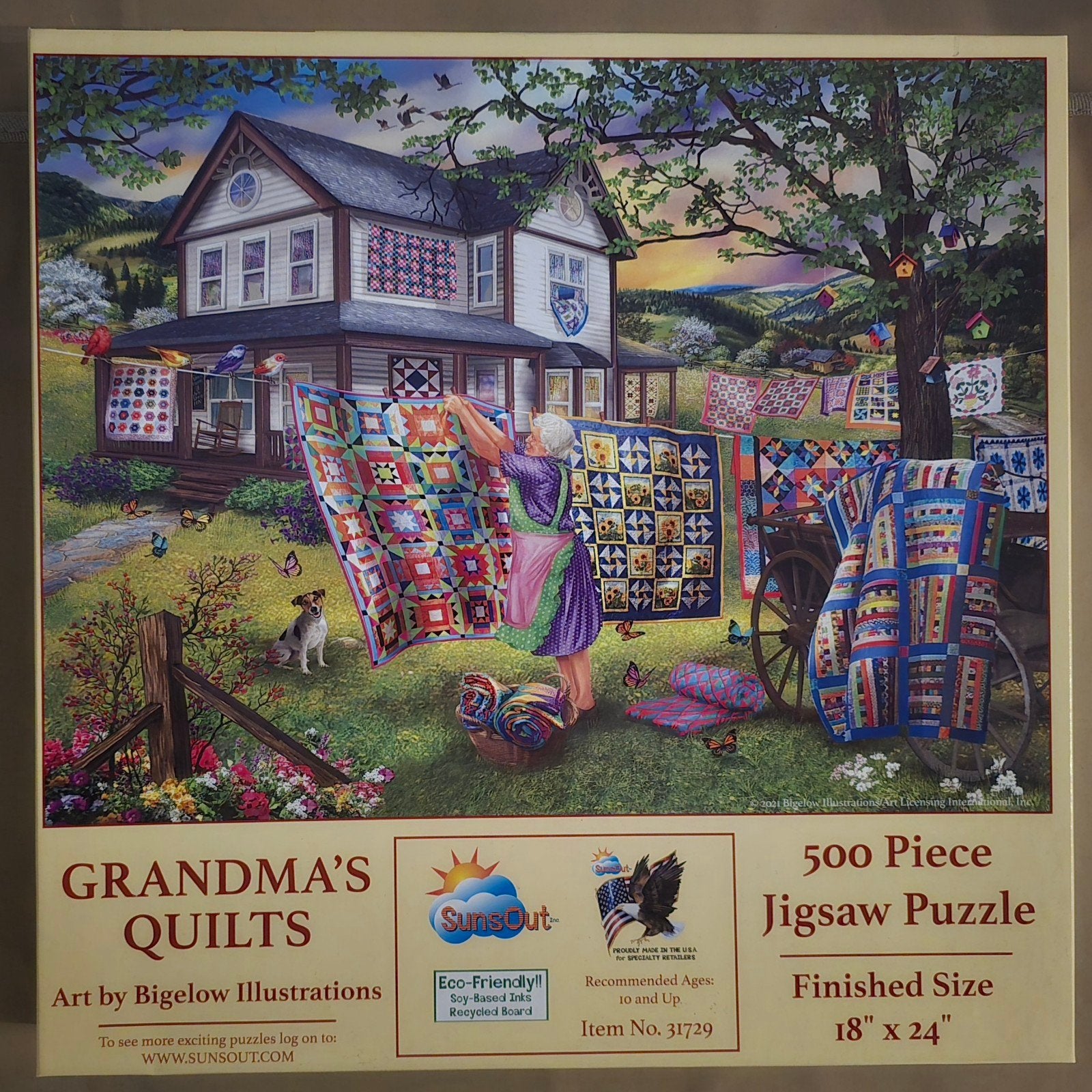 sunsout, grandma's quilt, Hobby en Vrije tijd, Ophalen of Verzenden, 500 t/m 1500 stukjes, Zo goed als nieuw