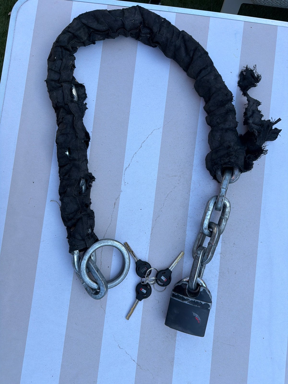 Gebruikte fietsslot met ketting en 3 sleutels, Ophalen of Verzenden, Gebruikt