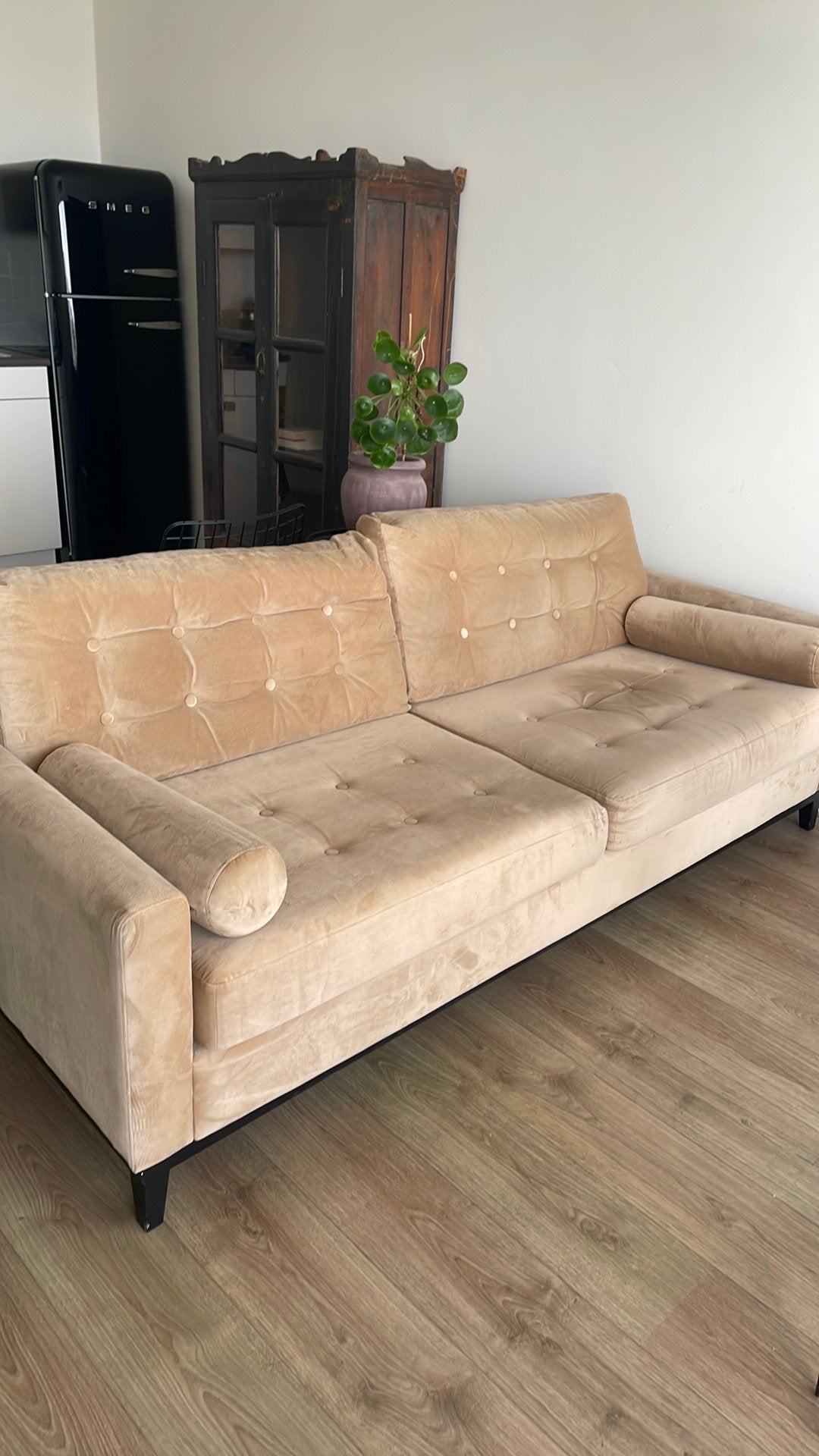 Bankstel velvet, Ophalen, Gebruikt, Driepersoons, 75 tot 100 cm