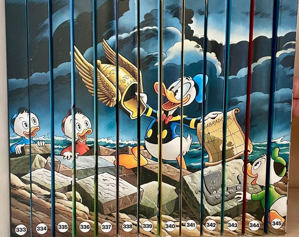 Prachtige complete rugtekening Donald Duck pocket 333-345!, Complete serie of reeks, Ophalen of Verzenden, Zo goed als nieuw, Donald Duck