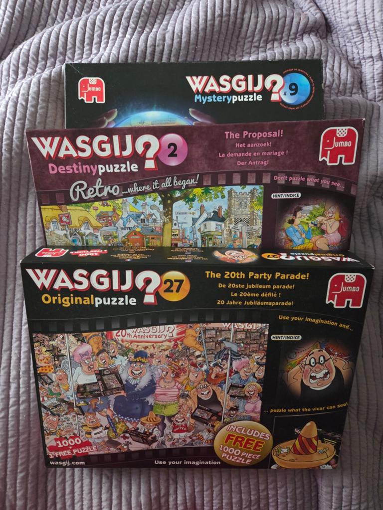 Wasgij Puzzels - Set van 3 (1000 stukjes), Ophalen of Verzenden, 500 t/m 1500 stukjes, Gebruikt, Legpuzzel