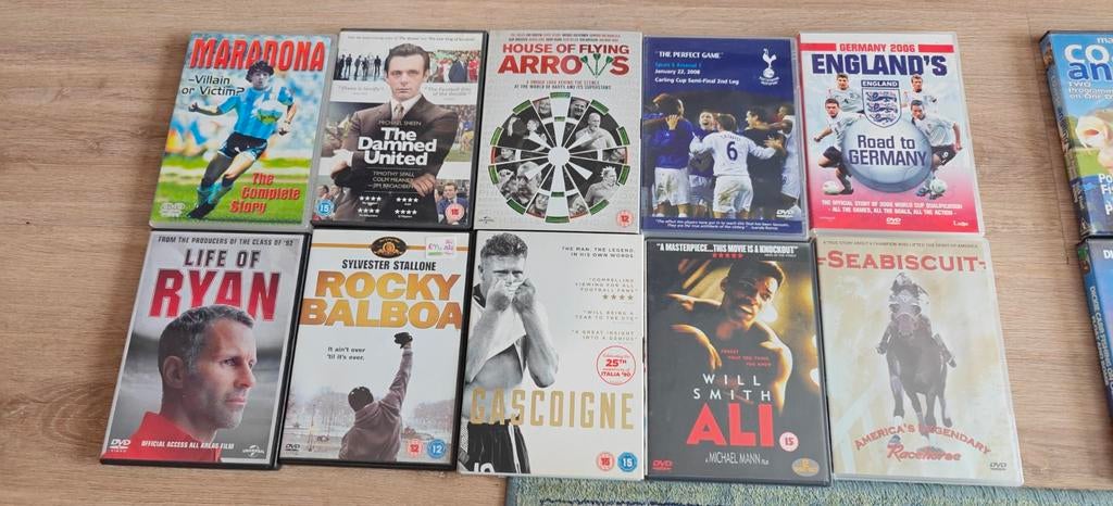 DVD Collectie: Sportfilms en Documentaires (10 stuks), Cd's en Dvd's, Dvd's | Sport en Fitness, Voetbal, Gebruikt, Speelfilm, Ophalen of Verzenden