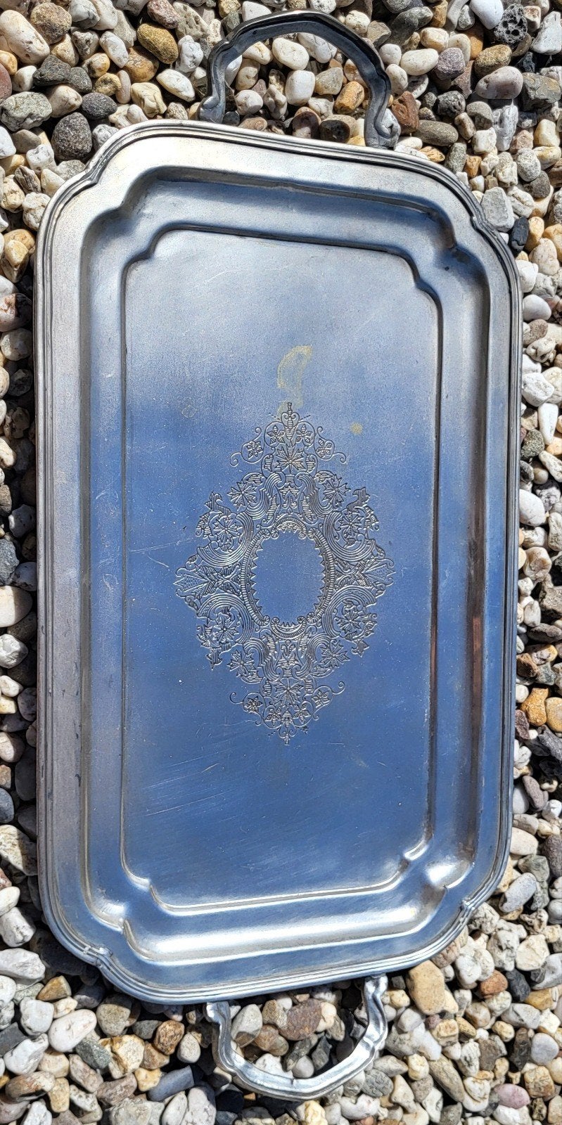 Vintage metalen dienblad met handgrepen – sierlijk ornament, Huis en Inrichting, Woonaccessoires | Dienbladen, Ophalen of Verzenden