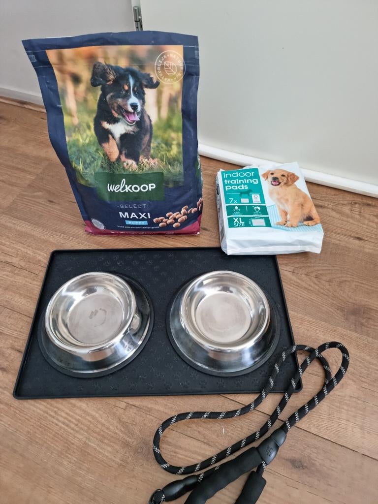 Puppy Startpakket: Placemat, 2 Voerbakjes, Training Pads & W, Ophalen