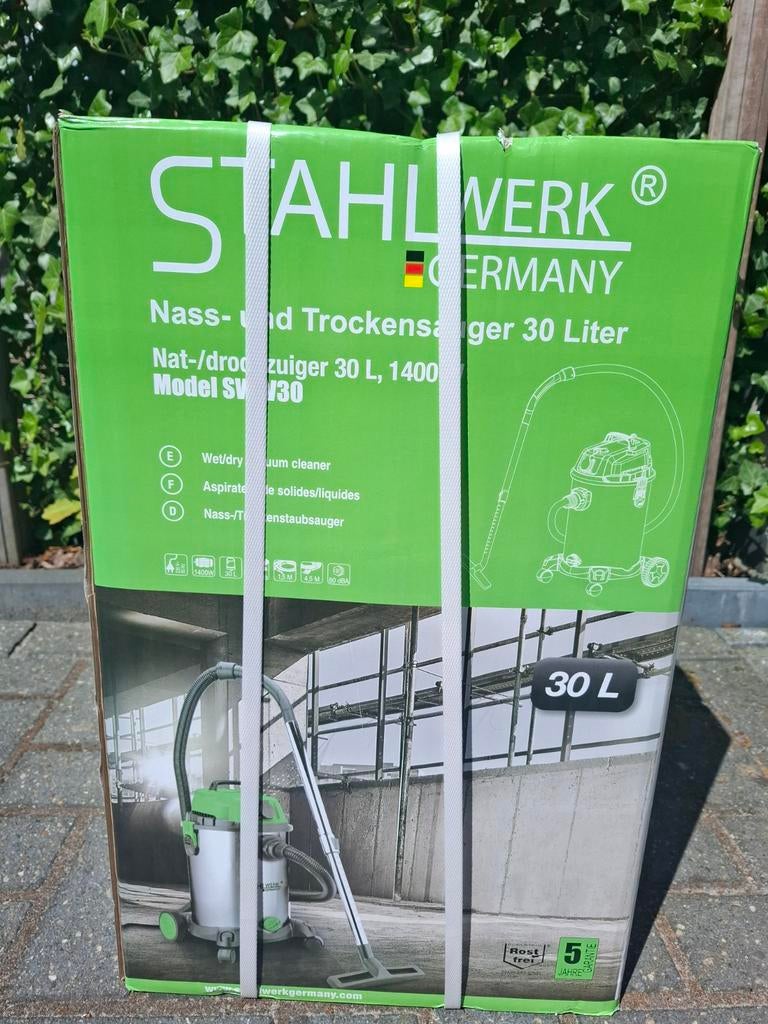 Stahlwerk Nat-/droogzuiger SW-V30, 1400W, 30L, Nieuw, Ophalen of Verzenden, Waterstofzuiger, Reservoir