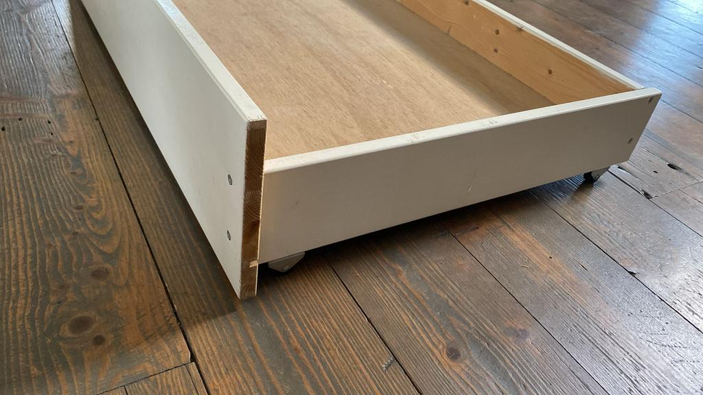 2 houten schuiflades voor onder een bed, Huis en Inrichting, Ophalen, Eenpersoons, Wit, Hout