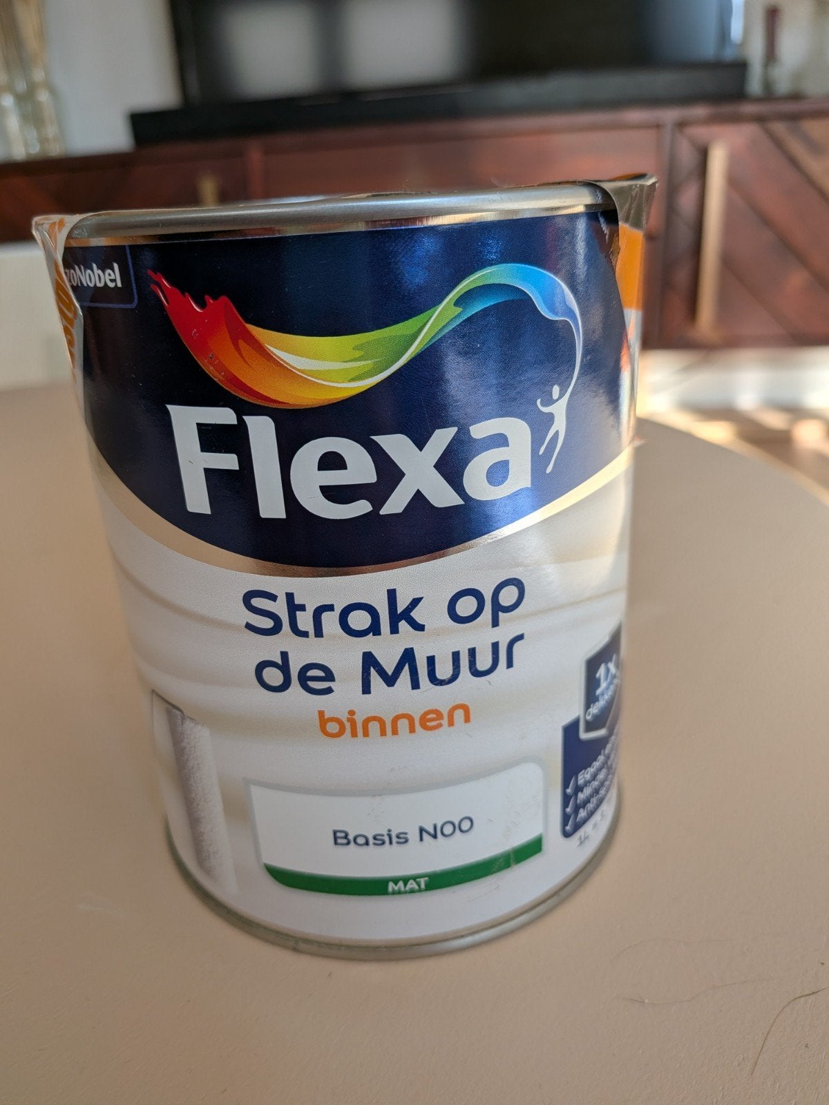 Flexa muurverf Full Olive 1 liter ongeopend, Nieuw, Ophalen of Verzenden, Verf, Minder dan 5 liter