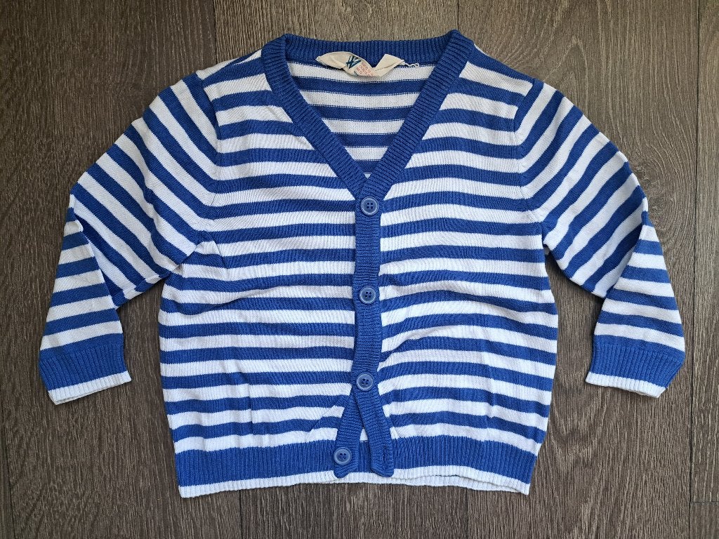 H&M Vest blauw wit gestreept  -   92    jusa17, Kinderen en Baby's, Trui of Vest, H&M, Ophalen of Verzenden, Zo goed als nieuw