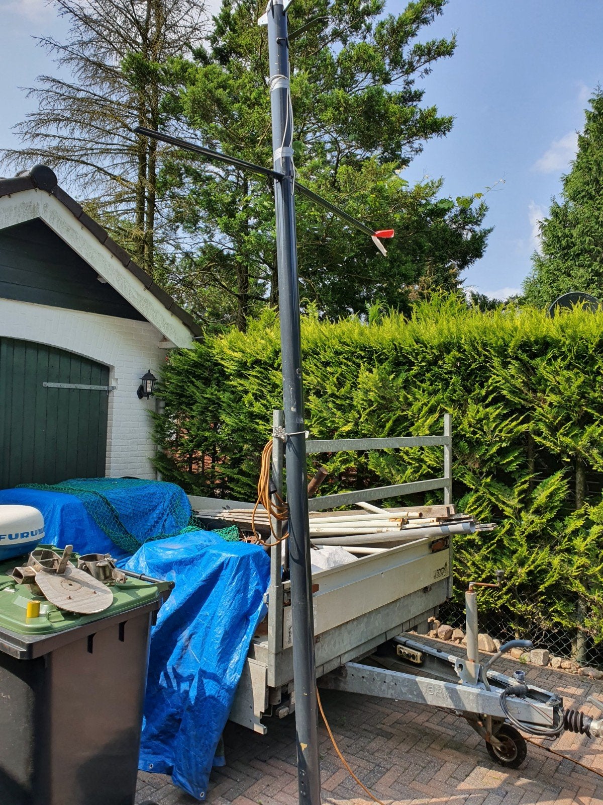 Siermast met ankerlier., Watersport en Boten, Ophalen of Verzenden