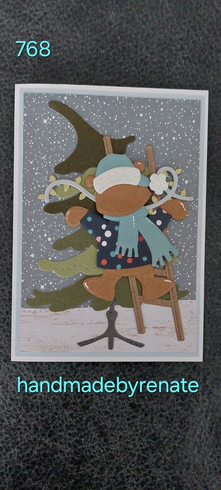 Nr. 768 Handgemaakte kerstkaart kerstboom versieren, Ophalen of Verzenden, Nieuw, Overige thema's
