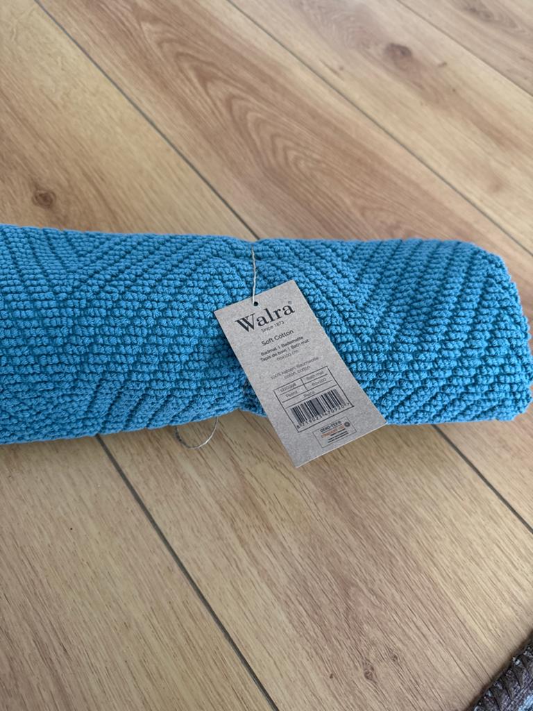 Walra Soft Cotton Badmat - Petrol 60x100 cm, Ophalen of Verzenden, Nieuw, Blauw, Badmat