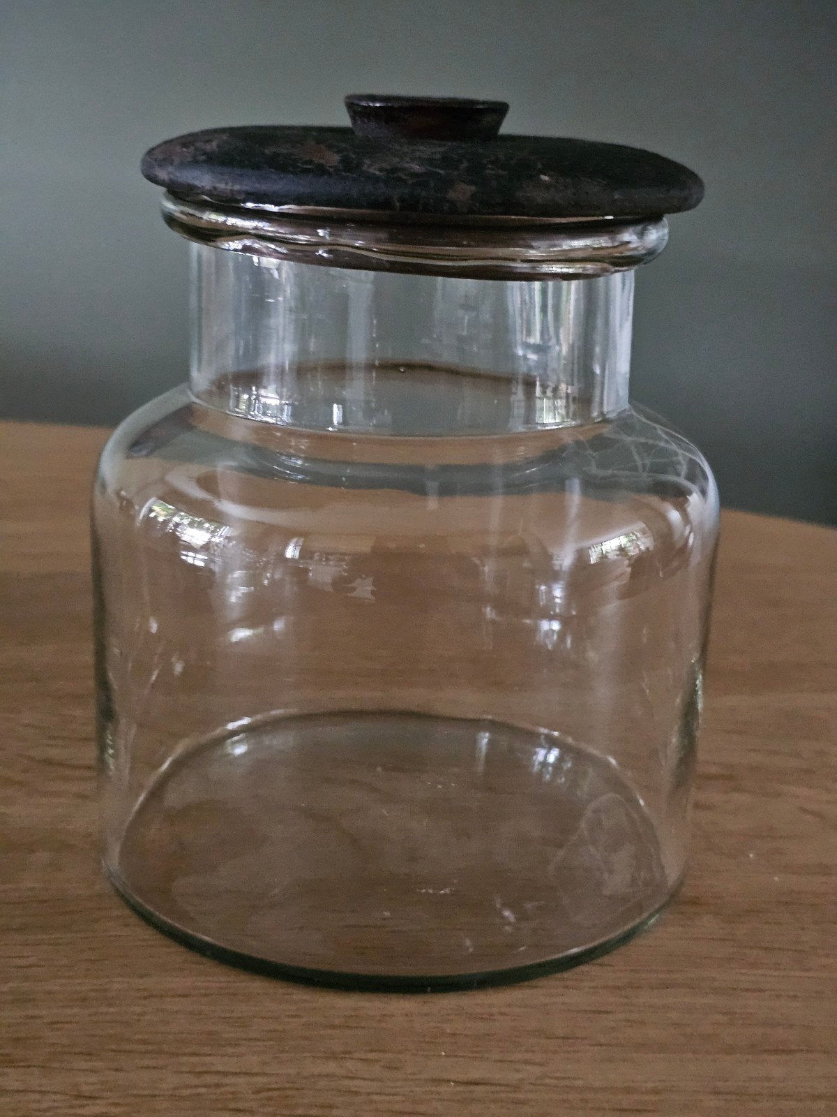 Stoere glazen voorraadpot met grey finish deksel, Ophalen, Glas, Nieuw, Voorraadpot
