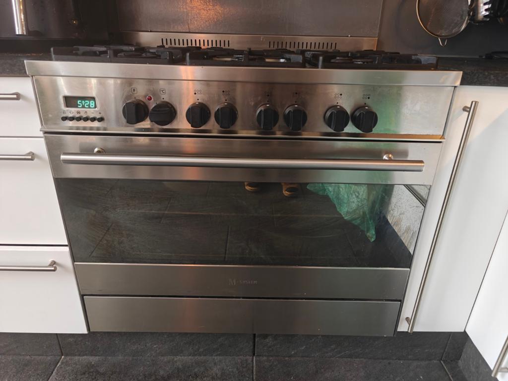M-System gasfornuis met 6 pitten en oven, Ophalen, Gebruikt, 60 cm of meer, Gas