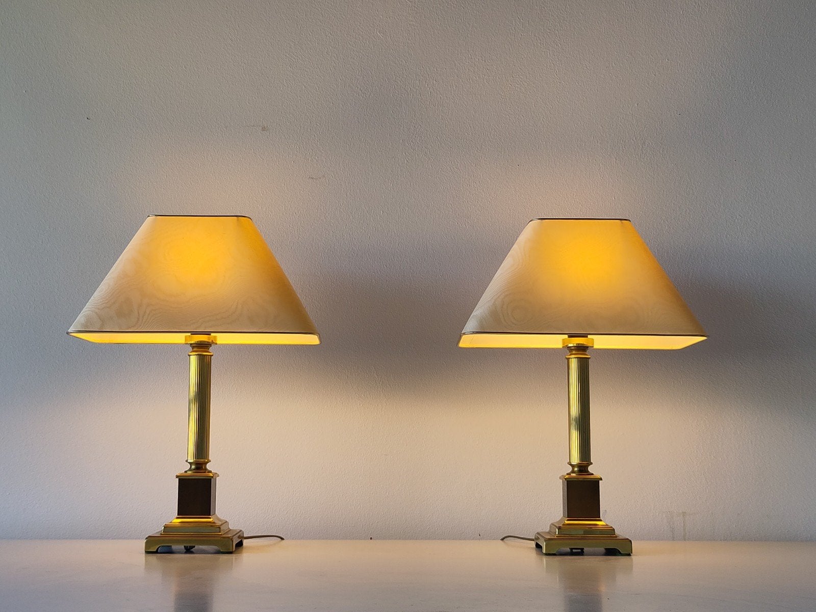 2x XL goudkleurige Herda lamp Hollywood Regency lampen, Met schakelaar, Bureaulamp, Gebruikt, Overige merken