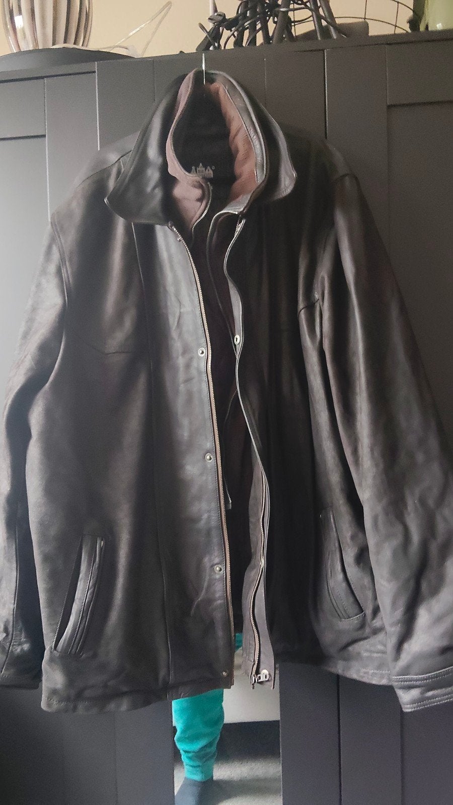 Heren Leren Jas - 9XL zit als 5Xl - Zo goed als nieuw, Ophalen, Zwart, Overige maten, 5.8.8.4