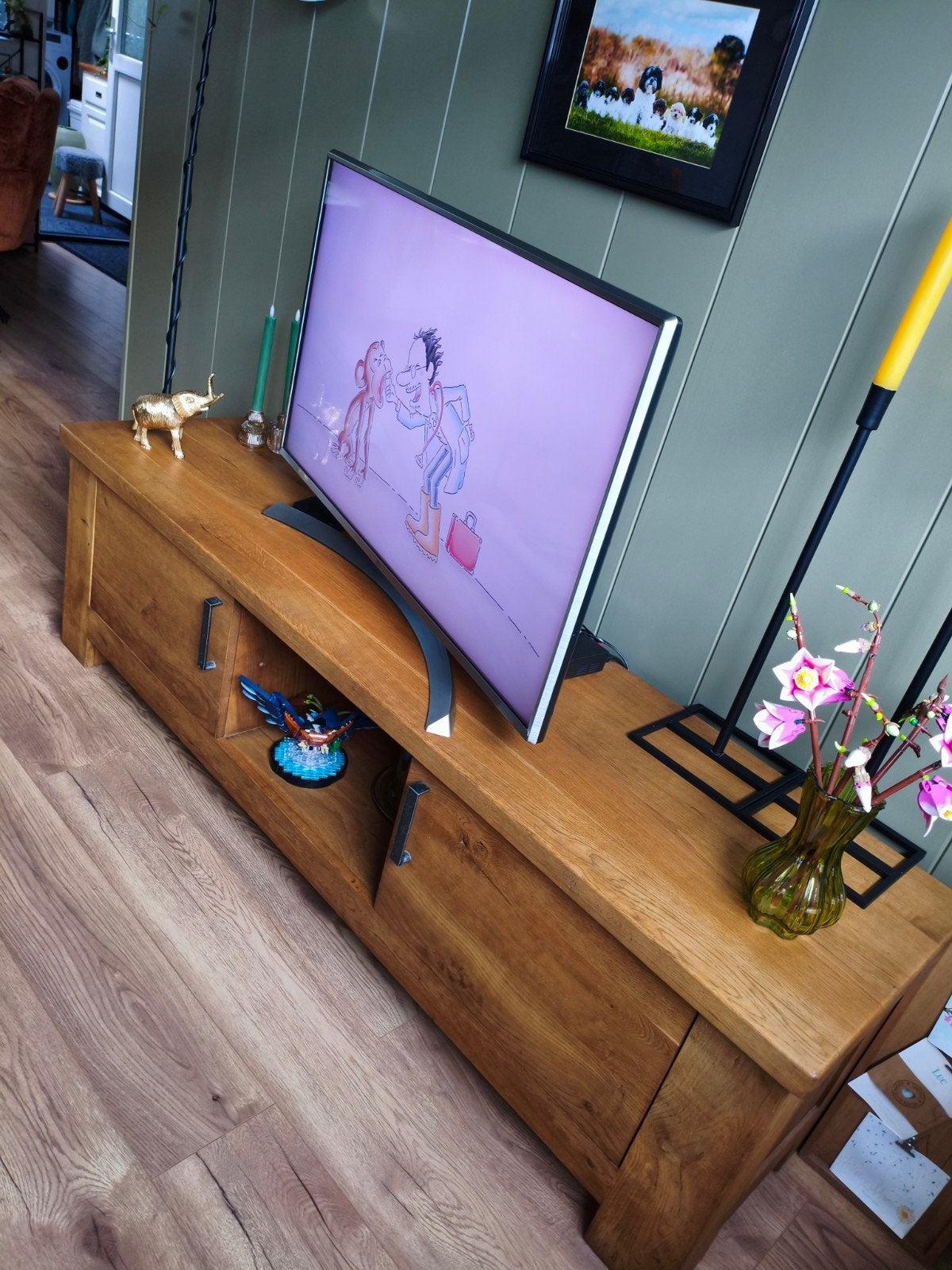 zwaar Eiken ,robuust TV meubel., Gebruikt, 150 tot 200 cm, Eikenhout, Ophalen of Verzenden
