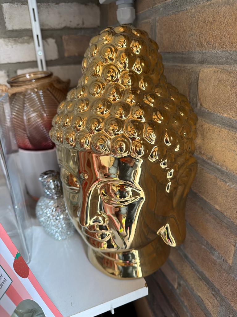 Gouden Boeddha Hoofd Decoratiebeeld, Ophalen of Verzenden, Zo goed als nieuw