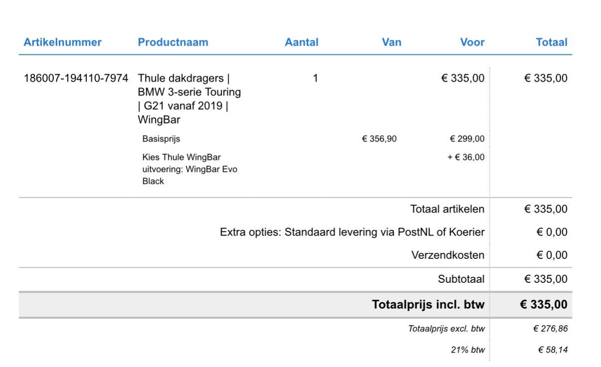 Thule WingBar Evo Black dakdragers BMW 3-serie Touring G21, Ophalen, Zo goed als nieuw