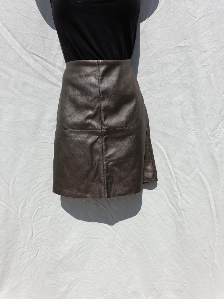 Leuke bronskleurige imitatieleren rok., Mt M Merk Promod, Kleding | Dames, Rokken, Maat 38/40 (M), ., Zwart, Ophalen of Verzenden
