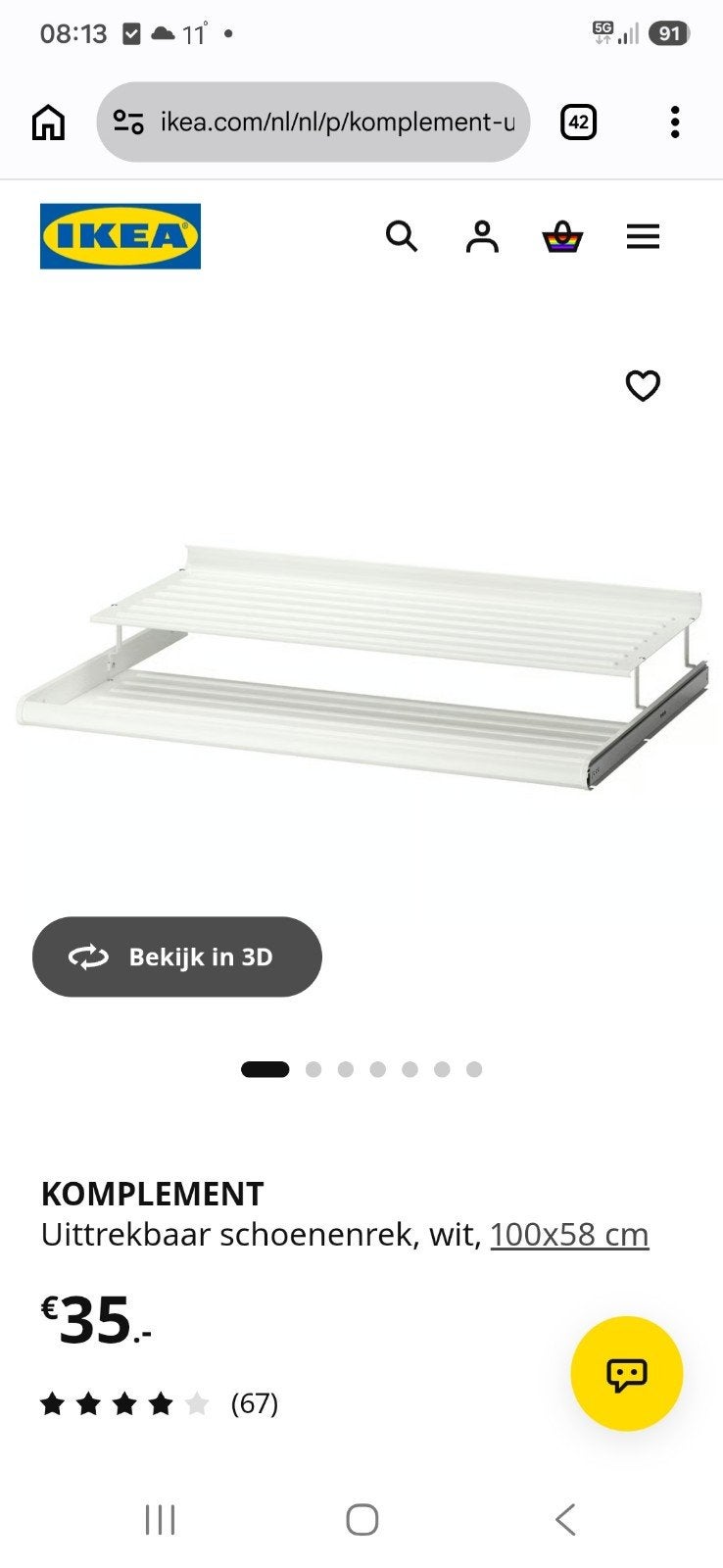 ikea complement schoenrek en verdeler!, Ophalen, Minder dan 50 cm, Zo goed als nieuw, Minder dan 100 cm
