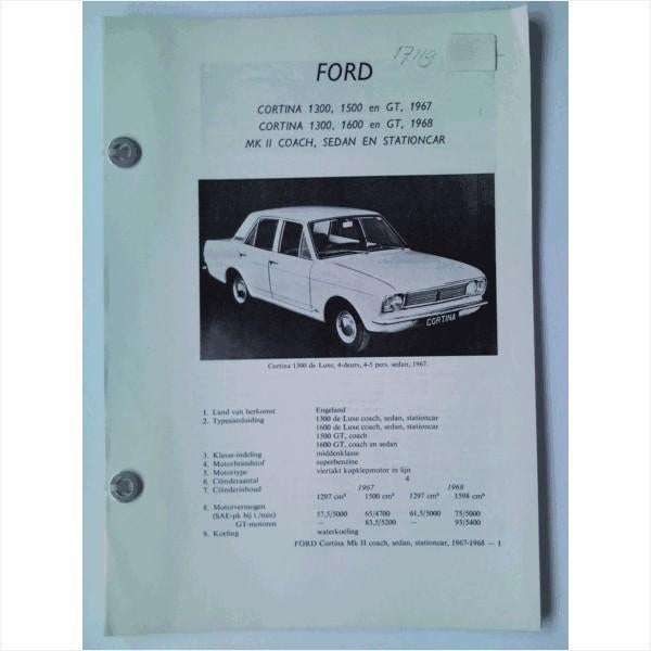 Ford Cortina 1300 1500 1600 GT Vraagbaak losbladig 1967 #1 N, Ophalen of Verzenden, Gelezen, Ford