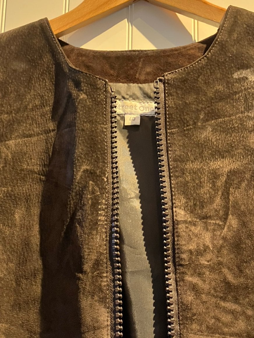 Bruin suede kort jasje, Kleding | Dames, Maat 38/40 (M), Overige typen, Bruin, Ophalen of Verzenden