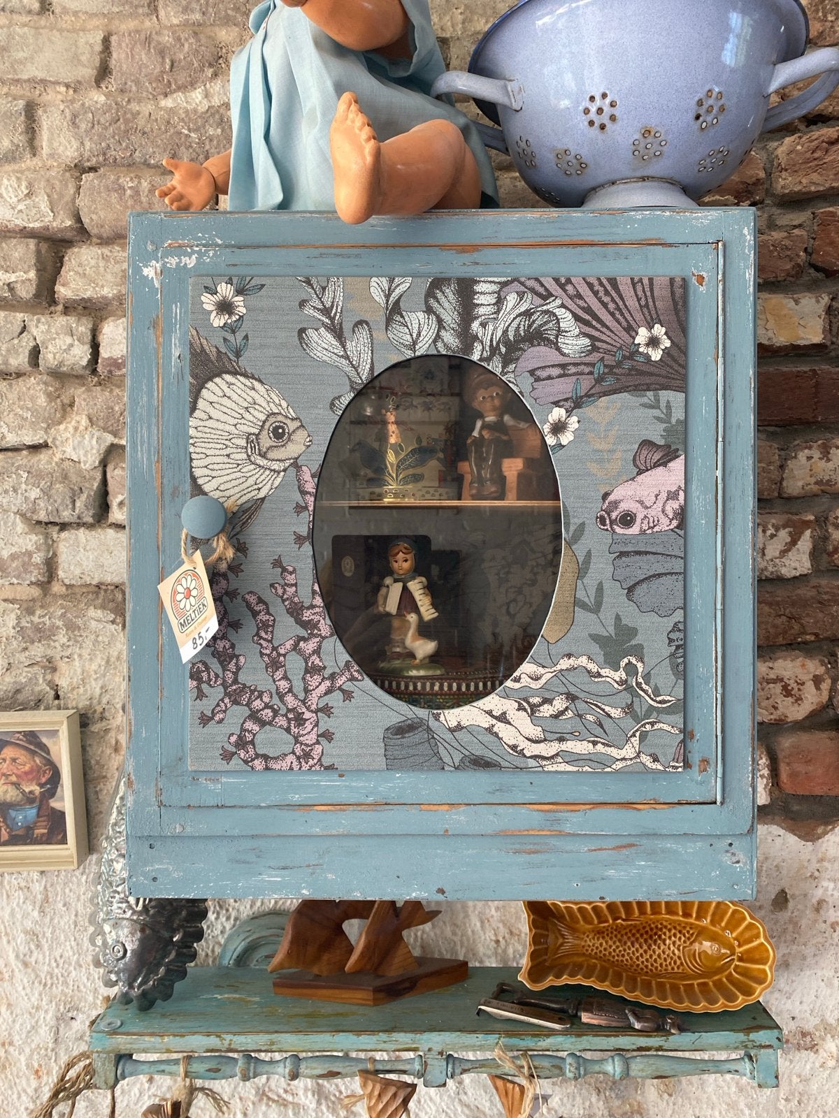 Uniek handgeschilderd wandkastje, Antiek en Kunst, Antiek | Meubels | Kasten, Ophalen