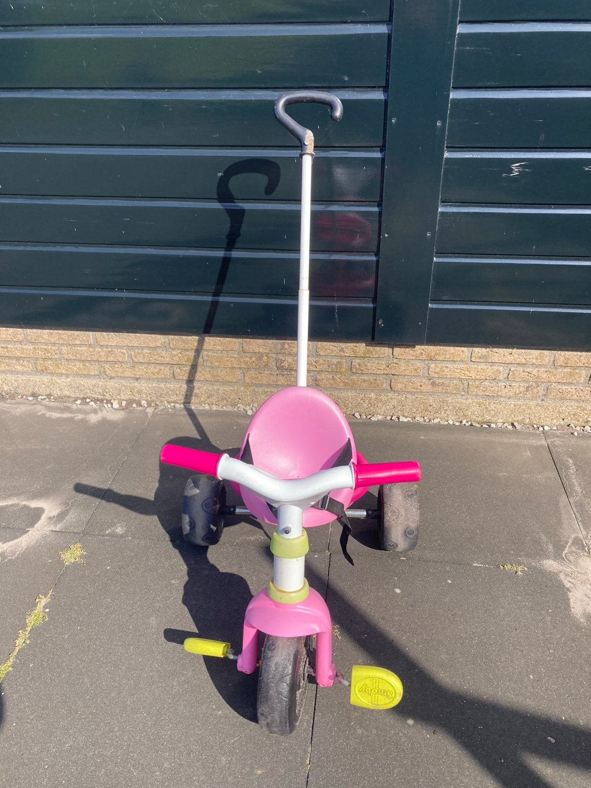 Roze Driewieler met Duwstang - Ideaal voor Peuters, Ophalen, Gebruikt, Duwstang