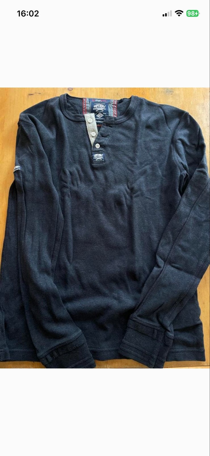 Superdry heren longsleeve - Maat M, Kleding | Heren, T-shirts, Ophalen of Verzenden, Gedragen, Maat 48/50 (M), Blauw