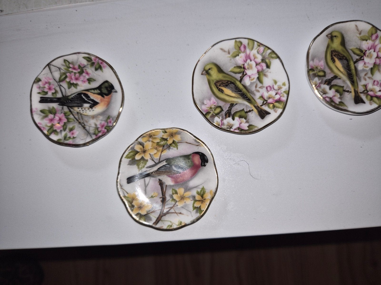 4 Miniatuur Bordjes met Vogels - Poppenhuis/Decoratie, Ophalen of Verzenden