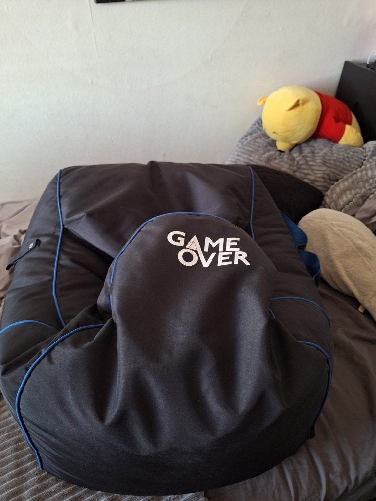 GAME OVER Gaming Zitzak | Comfortabele Beanbag | Zwart/Blauw, Ophalen, Zo goed als nieuw, Zwart, Zitzak