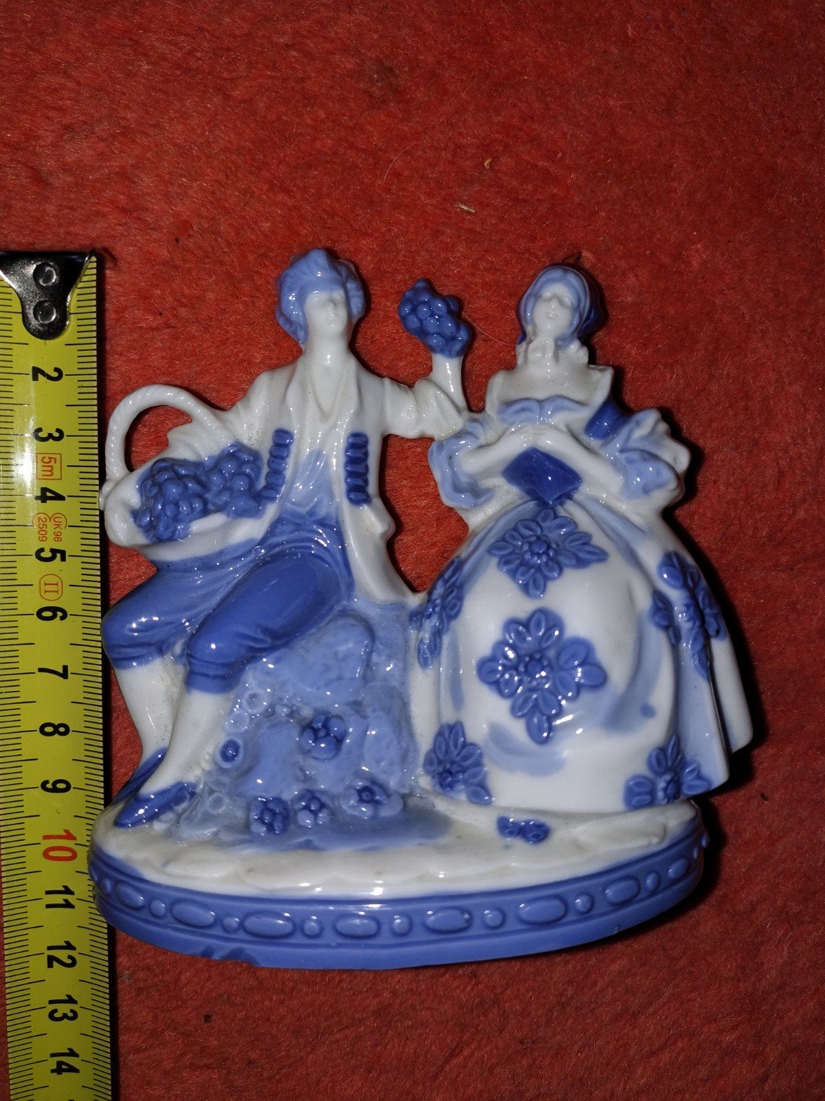 Duits Porseleinen Rococo Paartje - Blauw/Wit - Genummerd, Ophalen of Verzenden