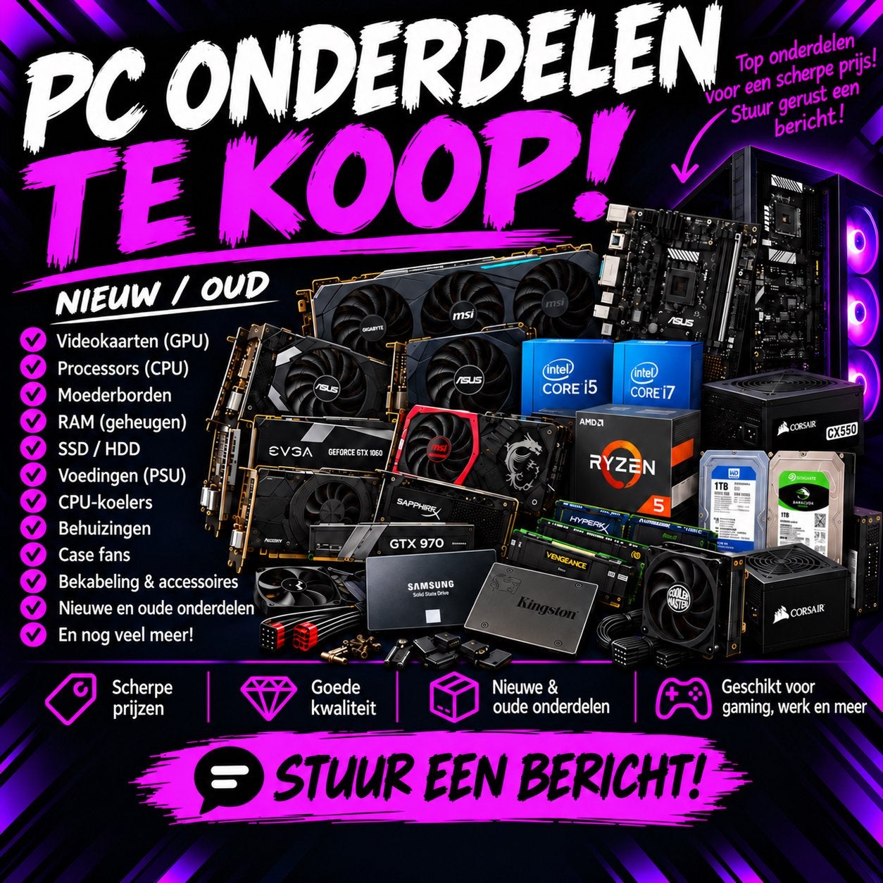PC onderdelen gezocht – oud & nieuw – goede prijs, Computers en Software, Ophalen of Verzenden, Onbekend, HDD