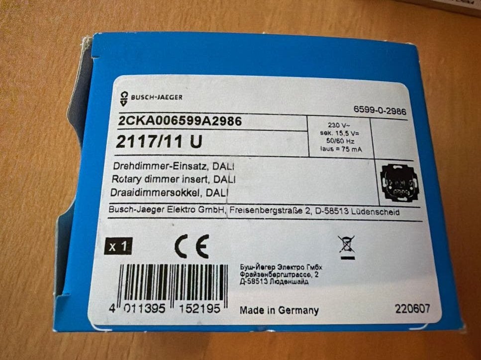 Busch-Jaeger DALI Draaidimmer-inzet 2117/11 U, Ophalen of Verzenden, Nieuw, Busch-Jaeger, Dimmer