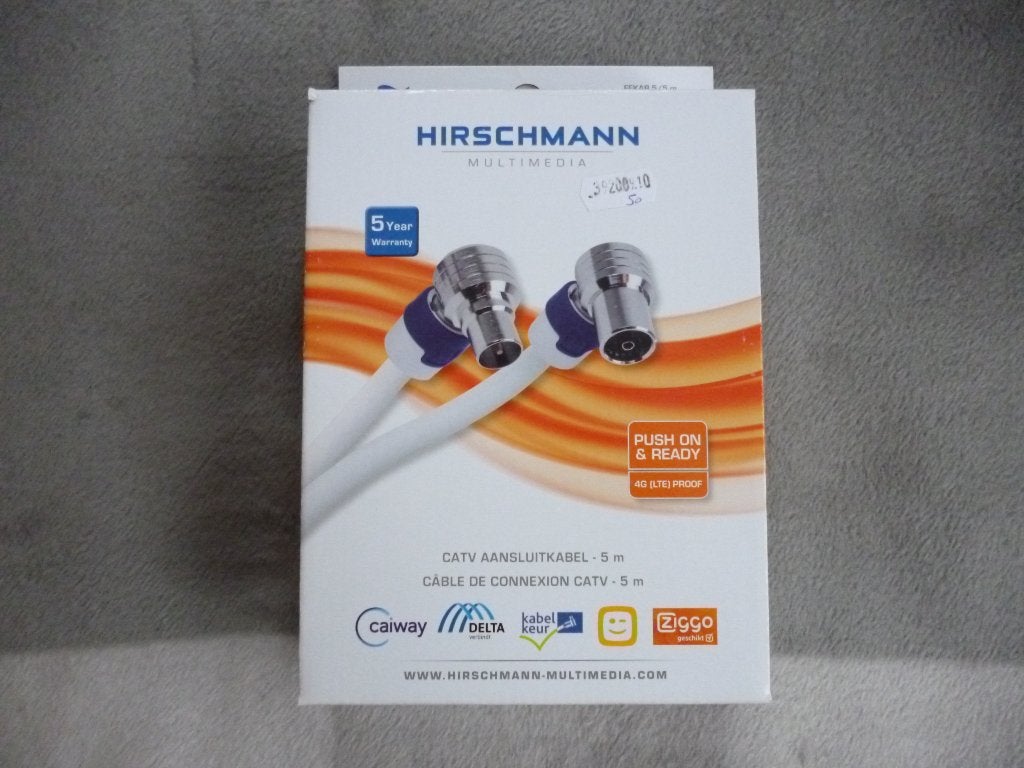 antenne kabel coaxkabel hirschmann 5 m NIEUW, Ophalen of Verzenden, Nieuw, 5 tot 10 meter, Coaxiale kabel