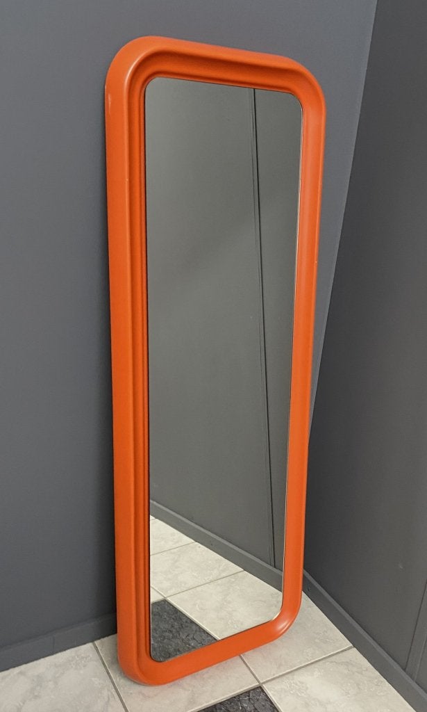 70 jaren QUADRO zeldzame grote ORANJE SPIEGEL Schönbuch, Ophalen, Gebruikt, 100 tot 150 cm, Rechthoekig